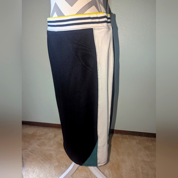 Anthropologie Black and White Asymmetrical Pencil Midi Skirt - Picture 2 of 7